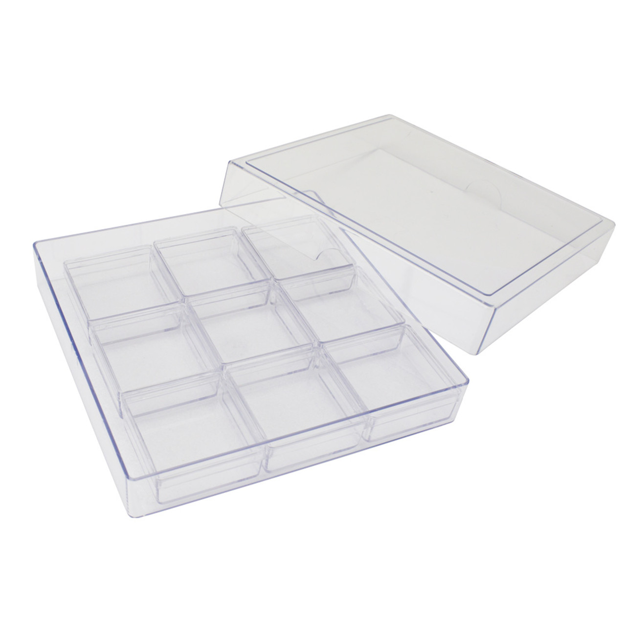 Esslinger Company Clear Plastic Parts Display Case with 15 Pieces 3/4 x 3/4 inch Boxes | Esslinger