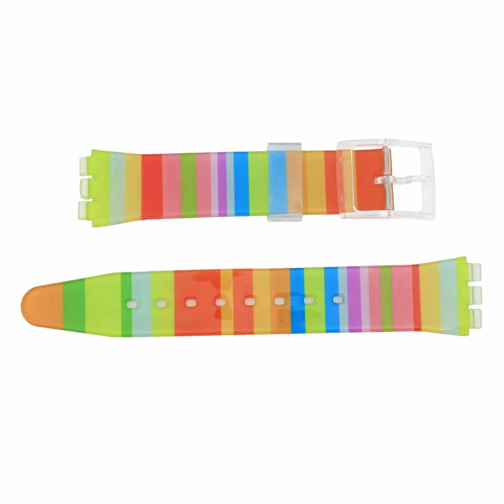 Generic Replacement Swatch® Watch Strap Rubber 20mm Rainbow colors for ...