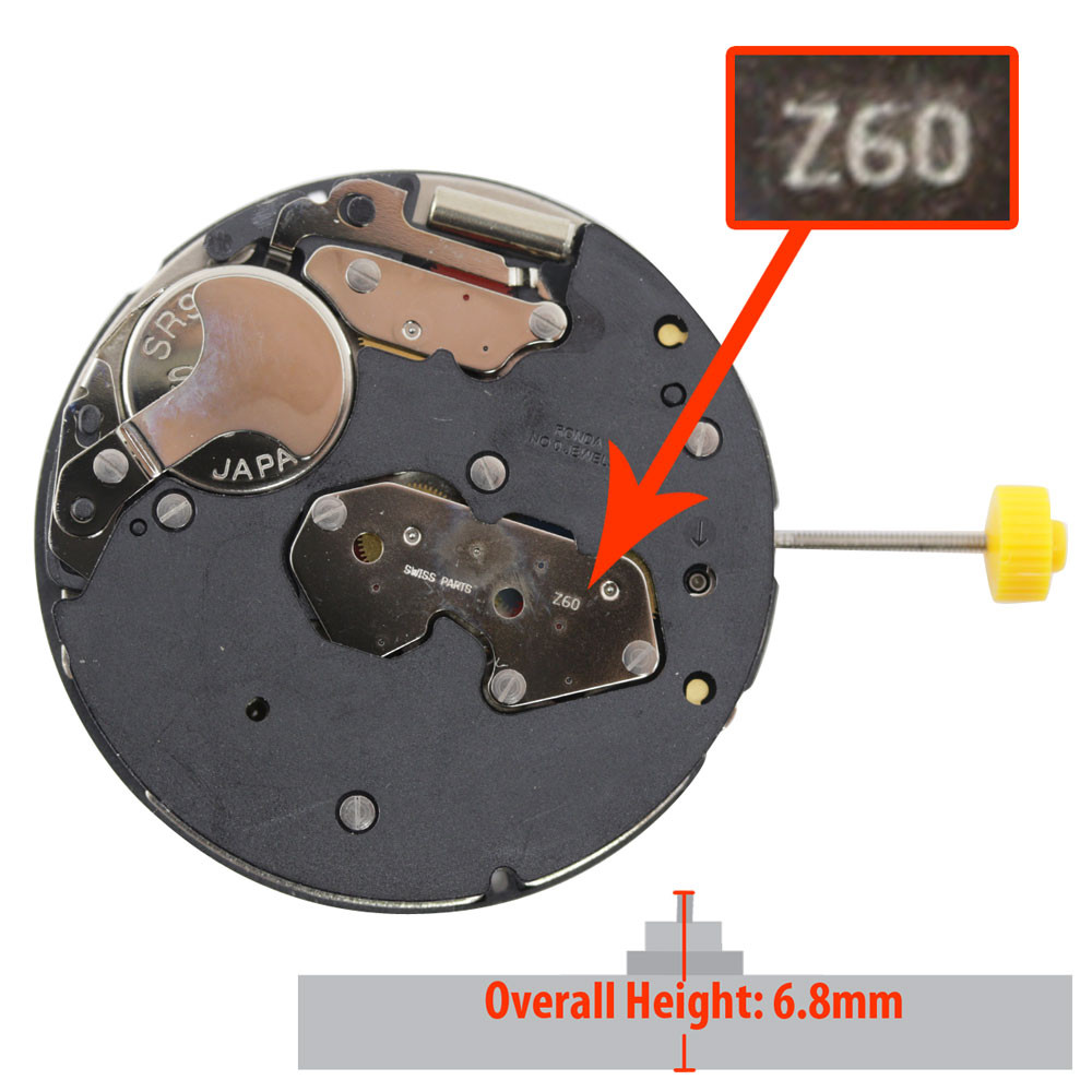 Harley Ronda Chrono 3 Eye Quartz Watch Movement HQ Z60-6 Date At 6