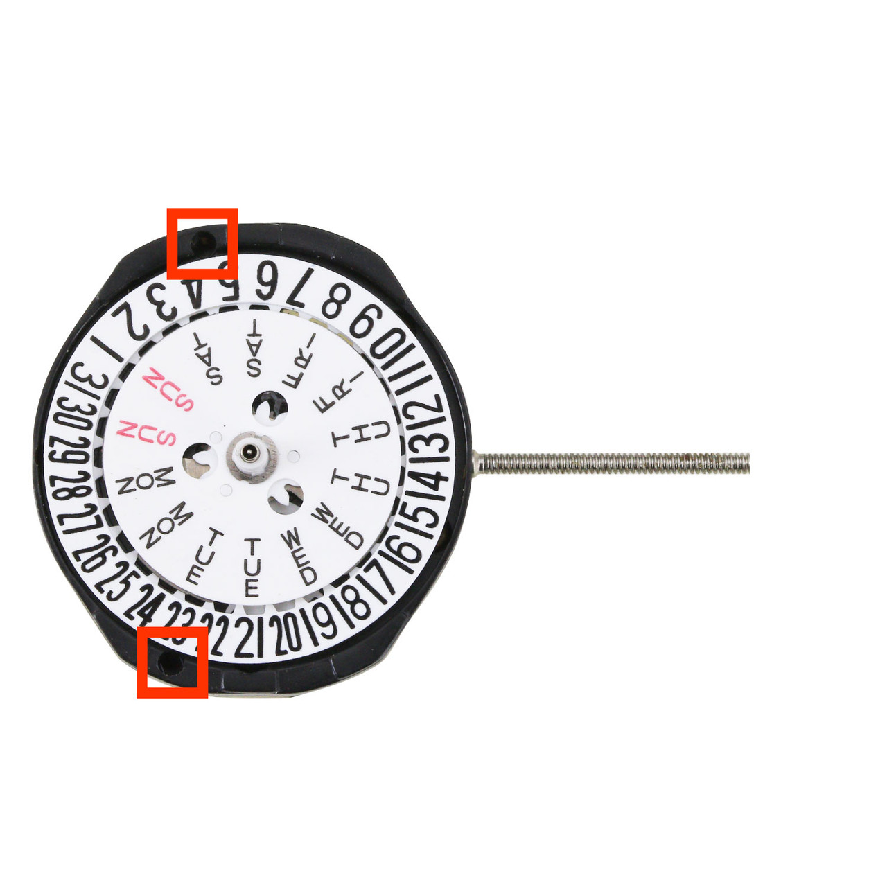 Chinese Sunon 3 Hand Quartz Watch Movement SL25DD-6 Day And