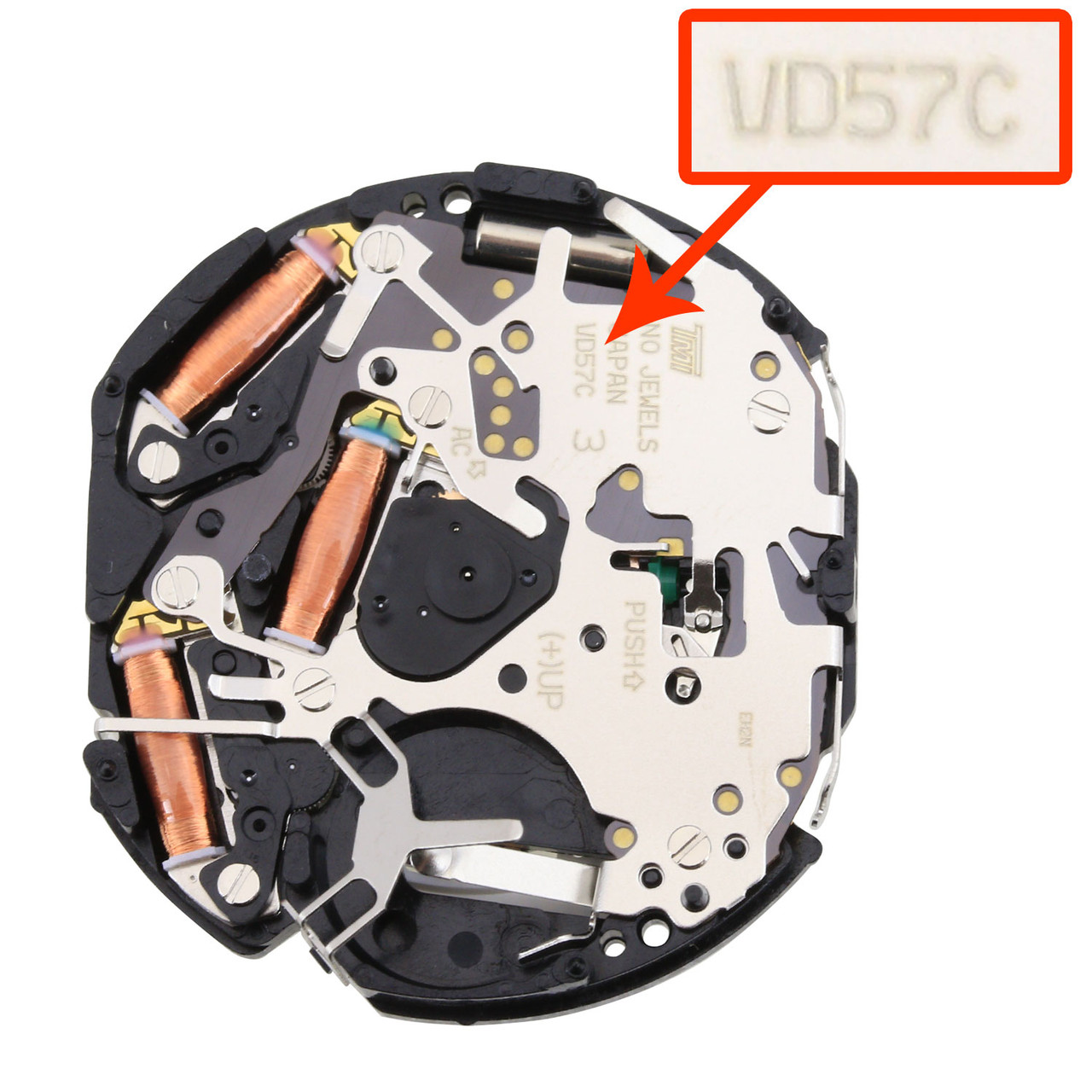 Hattori Japan Chrono 6 Hand Quartz Watch Movement VD57.3 Date at 3