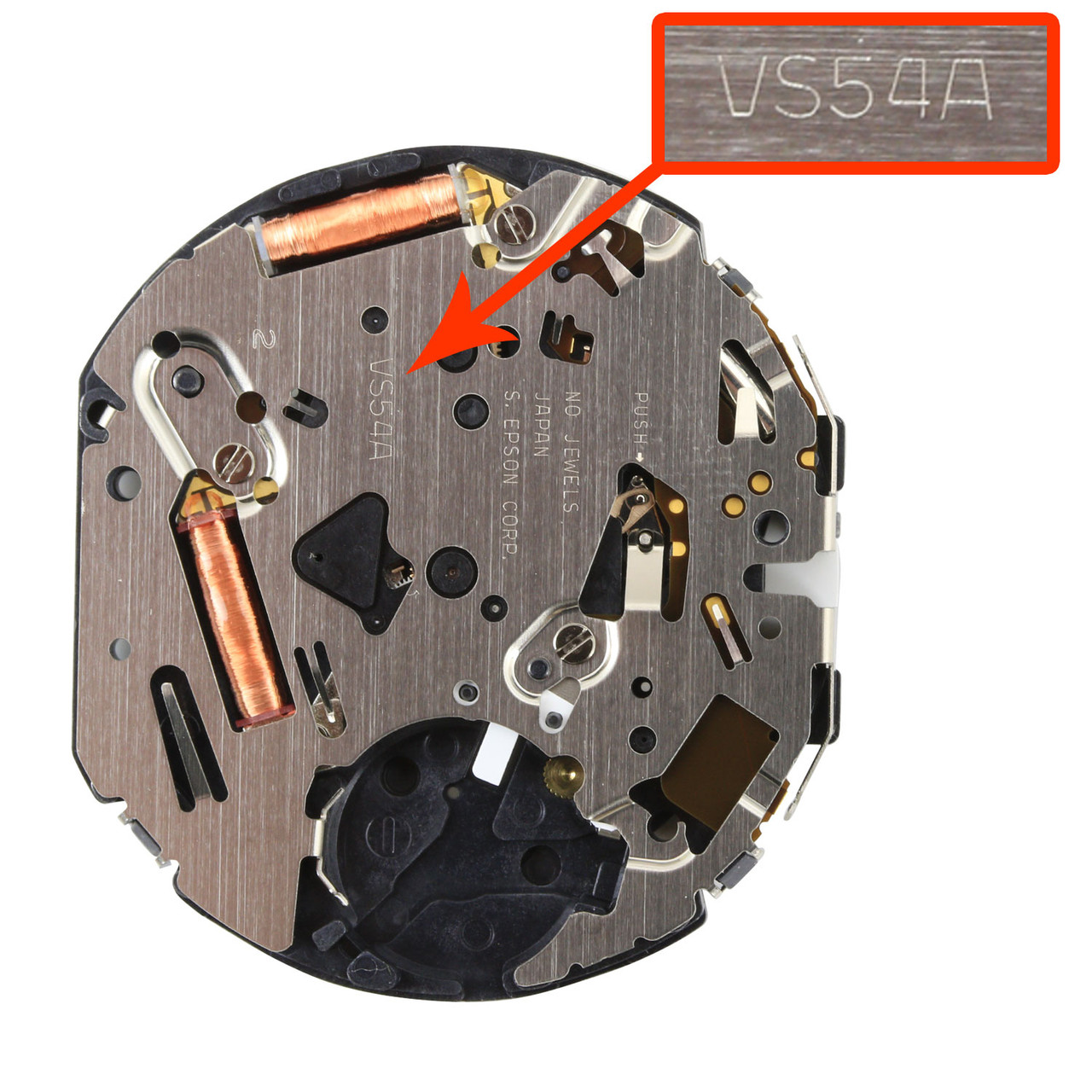 S. Epson Japanese Solar 4 Hand Quartz Watch Movement VS54 Battery