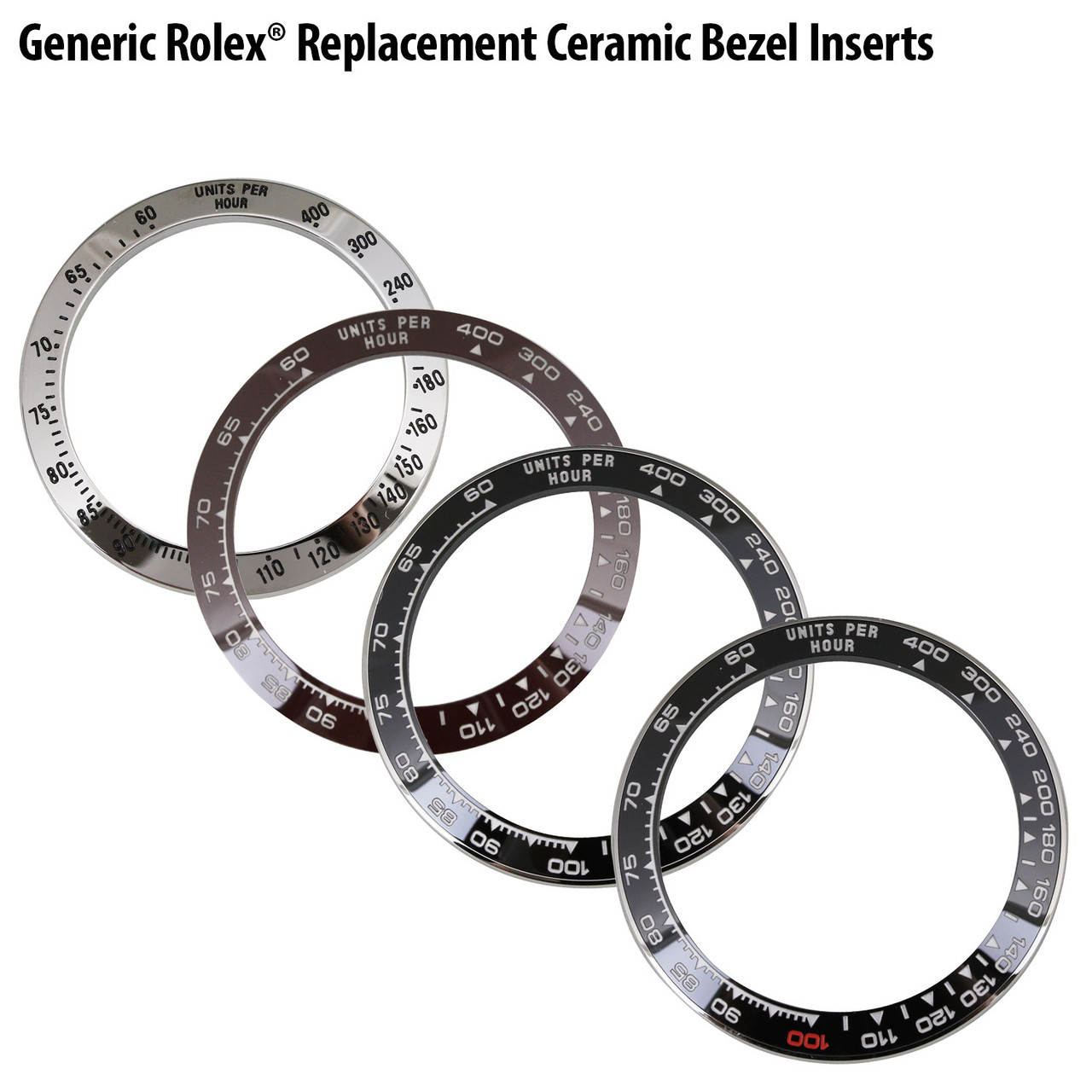 Generic Rolex® Replacement Ceramic Bezel Insert Watch Parts