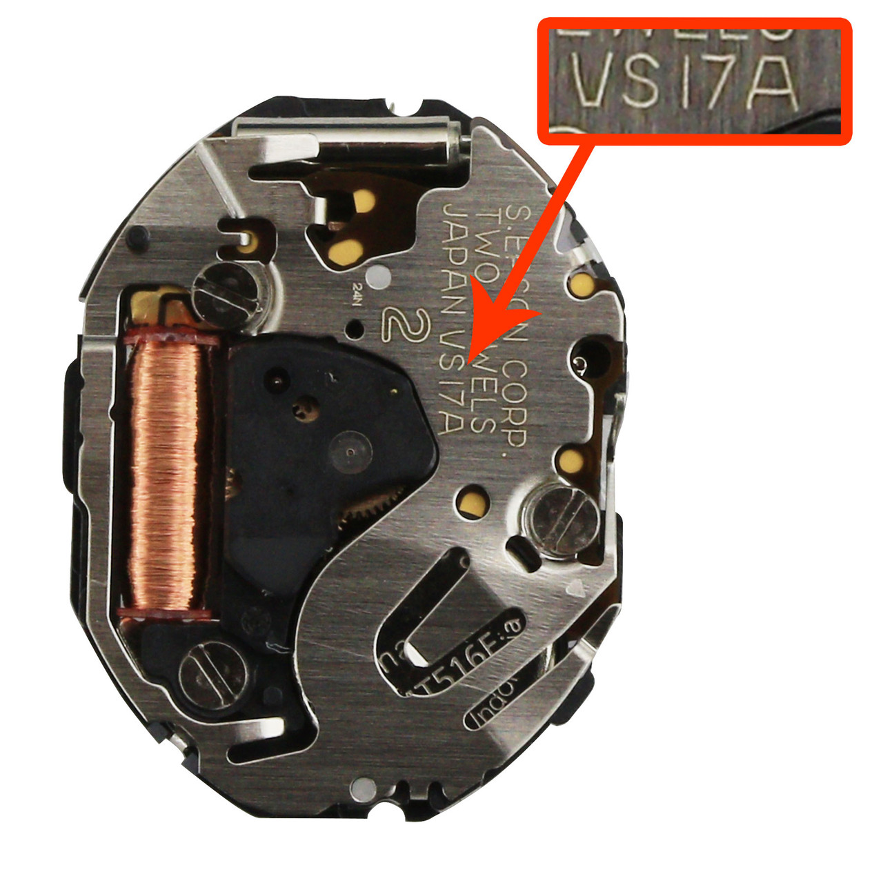 S. Epson Japanese Solar 3 Hand Quartz Watch Movement VS17 Overall