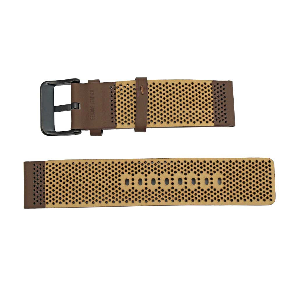 20mm Brown Soft Perforated Leather Watchband 7 1/2 Inch Length