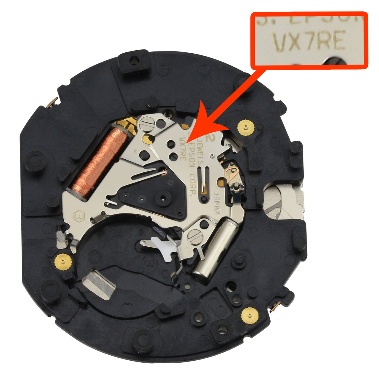 Epson® Japan Multifunction 5 Hand Quartz Watch Movement VX7R