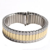 Oyster Style 6 3/4 to 12 Inch Length Expansion Tapered Metal Watch Band Two Tone 16 to 22mm Expandable Ends