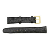 18mm Black Leather Flat Watch Band Polished Calf Style 7 1/2 Inch Length