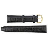 20mm Watch Band Black Leather Emperator Chrono 8 1/8 Inch Length