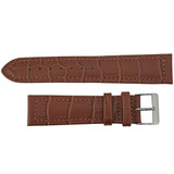 20mm Leather Watch Band Brown Stitched Alligator Grain 7 7/16 Inch Length