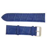 Leather Watch Band 24 MM Blue Leather Alligator Grain Extra Wide Band