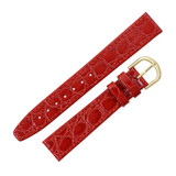 Red Leather Watch Strap 18mm Stitched Flat Croco Grain 7 7/16 Inch Length