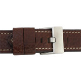 Brown Leather Watch Band 22MM Thicker With White Stitching