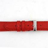 22mm Watch Band Red Lizard Grain Leather 7 1/2 Inch Length