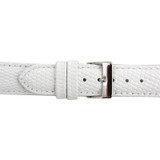 18mm Watch Band White Lizard Grain Leather 7 1/2 Inch Length