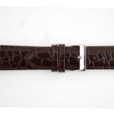 Brown Leather Watch Strap 18mm Padded Stitched Croco Grain 7 7/16 Inch Length