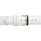 White Leather Watch Strap 20mm Padded Stitched Croco Grain 7 7/16 Inch Length