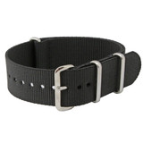 Ballistic Style Watch Band Black 20mm Nylon Strap 10 Inch Length