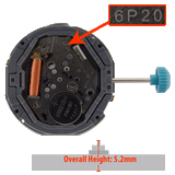 Miyota/Citizen LTD Watch Movement 6P20 Quartz Movements Overall Height 5.2mm