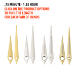 Watch Hands to Fit Minute Hand Hole Size .75mm and Hour Hand Hole Size 1.35mm