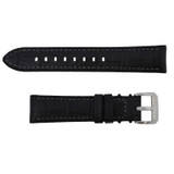 Black Leather 22MM Alligator Grain Stitched with Silicone Lining
