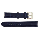 Navy Blue Leather Watch Band 20MM Padded Alligator Grain Stitched