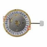 ETA 2 Hand Quartz Watch Movement E63.041-6 Date at 6:00 Overall Height 2.9mm