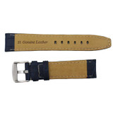 Navy Blue Alligator Grain 20MM Leather Watch Band with Contrast