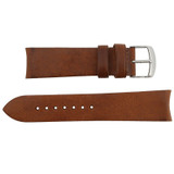Curved Brown Leather Watch Band 22MM