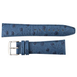 Ostrich Grain 20mm Blue Leather Watch Strap