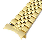 Jubilee® Style Metal Watch Band 22MM Yellow Gold Tone Curved and Straight Ends