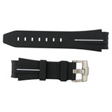 Black with White Stripe Silicone 20MM Made to Fit Rolex® Curved End Watch Band 7 Inch Length