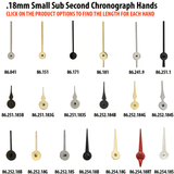 Small Sub Second Chronograph Hands For Watches Hole Size .18mm