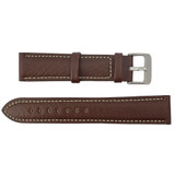 Leather Watch Band 24mm Dark Brown Leather Buffalo Chronograph Grain 7 7/8 Inch Length