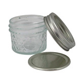 Clear Glass Jar 4 Oz Diamond Cut Design