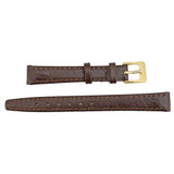 12 mm Buffalo Grain Brown Open End Clip On Leather Watch Band 6 1/2 Inch Length