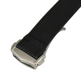 Black Ribbed Nylon Watch Band with Deployant Clasp 18mm Strap 9 14/16 Inch Length
