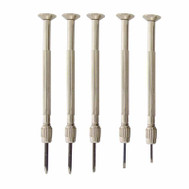 Set of five jewelers screwdrivers with reversible blades