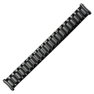 Black Metal Expansion Watch Band With Curved Expandable Ends to Fit 18-22MM