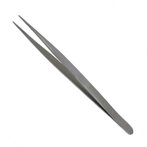 Stainless Steel Economy Satin Finish Tweezers 6 1/4 Inches Medium Serrated Tips Stainless Steel Economy Satin Finish Tweezers 6 1/4 Inches Medium Serrated Tips