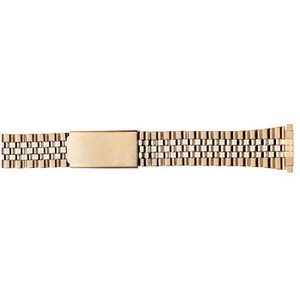 Hadley Roma Jubilee® Style Yellow Gold Tone Metal Watch Band 7" Inch Length With Expandable Ends 18 to 22mm