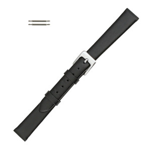 Leather Watch Band 10mm Black Smooth Calf Style 6 7/8 Inch Length Leather Watch Band 10mm Black Smooth Calf Style 6 7/8 Inch Length