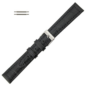 Navy Blue Alligator Grain 20MM Leather Watch Band with Contrast
