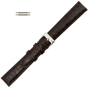 Crocodile Grain Watch Band Brown Leather 16MM Crocodile Grain Watch Band Brown Leather 16MM