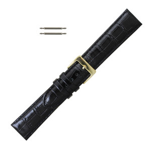 Black Leather Watch Band 18MM Alligator Grain Black Leather Watch Band 18MM Alligator Grain
