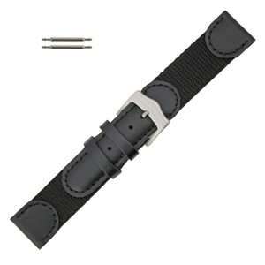 Black Swiss Army® Style 20mm Watch Band Leather 7 1/2 Inch Length Black Swiss Army® Style 20mm Watch Band Leather 7 1/2 Inch Length