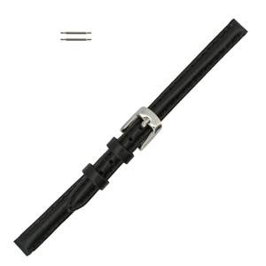 8mm Watch Band Black Leather Classic Calf 6 3/4 Inch Length