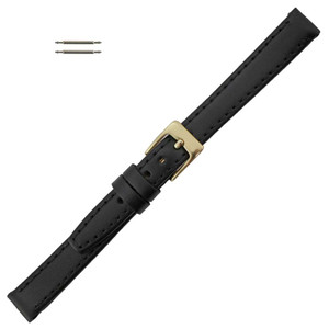 Black Leather Watch Band 11mm Flat Classic Calf 6 3/4 Inch Length Black Leather Watch Band 11mm Flat Classic Calf 6 3/4 Inch Length