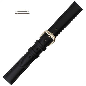 16MM Leather Watch Band Black Leather Classic Calf 16MM Leather Watch Band Black Leather Classic Calf