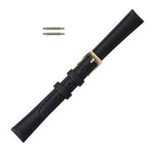 Watch Band 16mm Black Leather Classic Calf 8 Inch Length Watch Band 16mm Black Leather Classic Calf 8 Inch Length